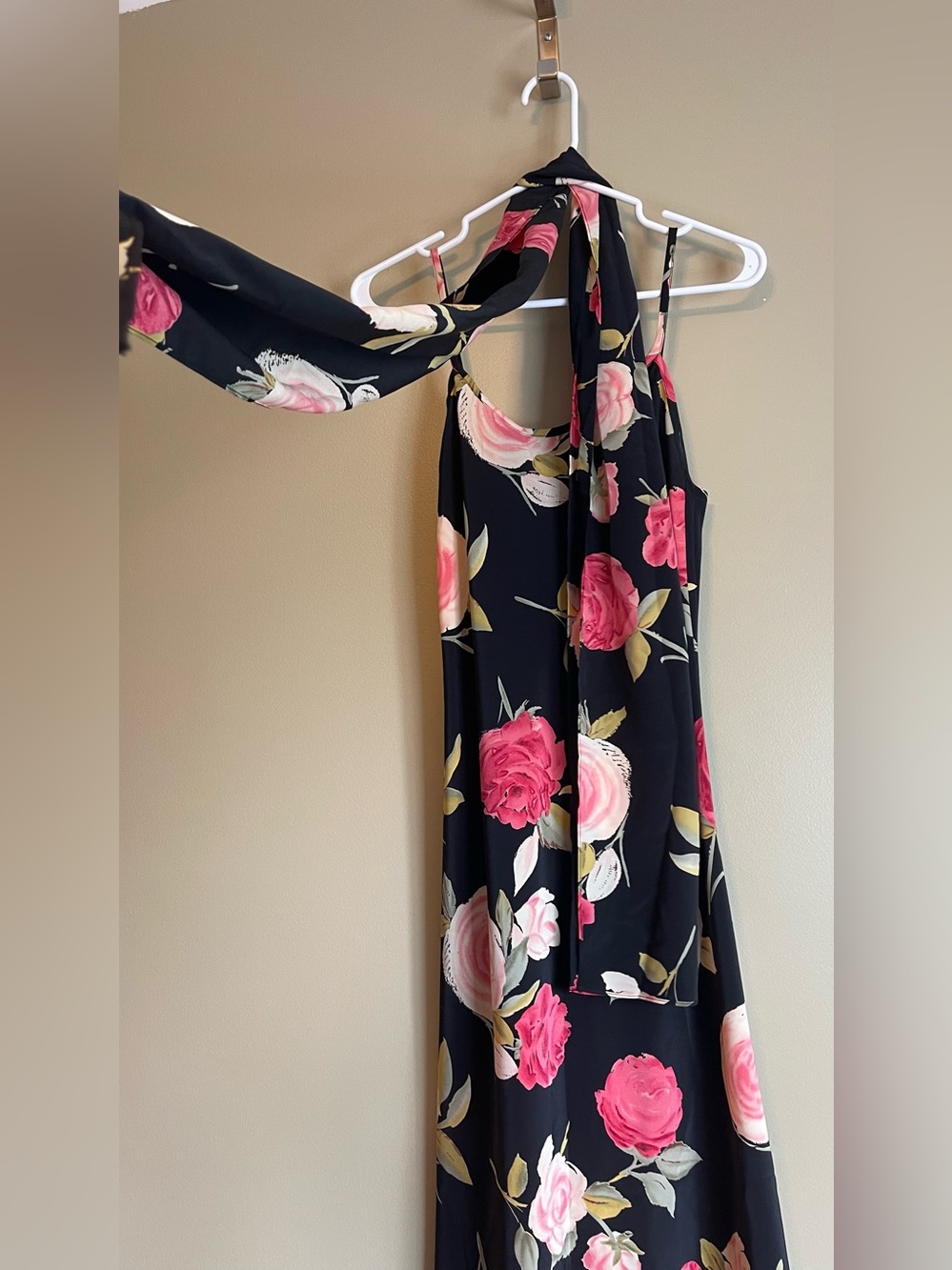Vintage Y2K Le Chateau Rose Floral Maxi Slip Dress With Matching Scarf - Picture 5 of 10